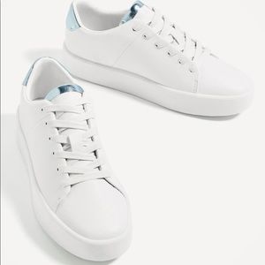 Zara White/Silver Sneakers Size 10 US